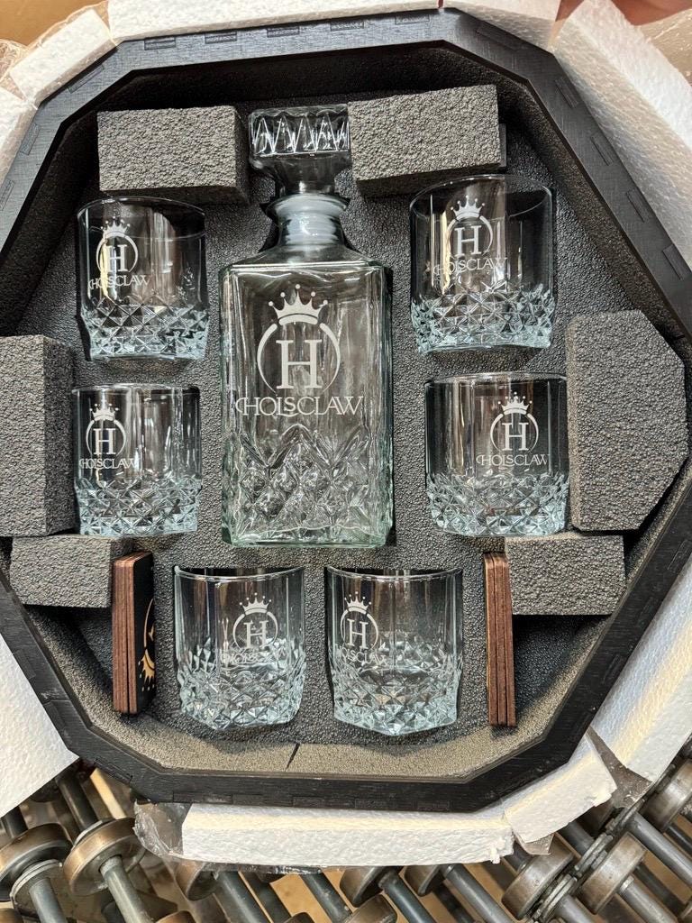 Personalized Glasses, Whiskey Decanter Set, Christmas Gift, Whiskey Stones, Bourbon Decanter Set, Whiskey Glasses, Fathers Gift, Gift fo Him