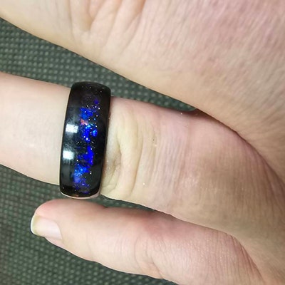 The Astronomer Nebula Ring, Mens Wedding Ring, Black Tungsten Outer ...