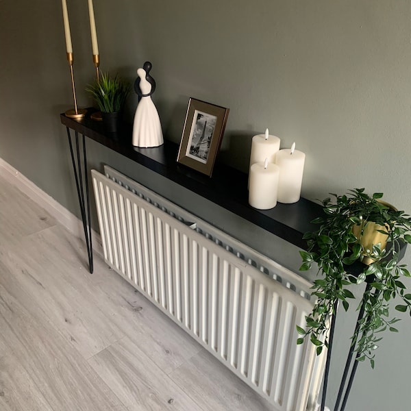 Rustic Console Radiator Table Rustic Radiator Shelf - Console Table - All Black - Etsy UK