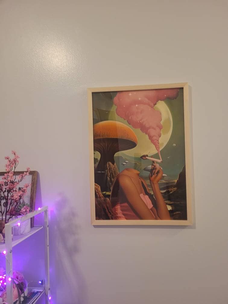 Egoless (Retro Surreal Art, Mushroom Art, Cannabis Poster, Vintage Wall Print, Trippy Wall Art)