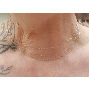 Rose Gold Filled Layered Choker Necklace, Dainty Minimal Chain