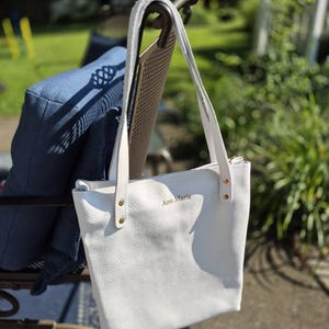 White Leather Tote Bag for Women • Leather Handbag • Leather