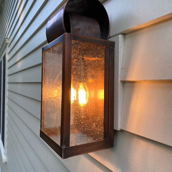 Fresh Look at Three Lights Plateau Solid Copper Wall Lantern Handmade In Usa