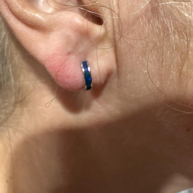 Opal Inlay Huggie Earrings Set by Caitlyn Minimalist