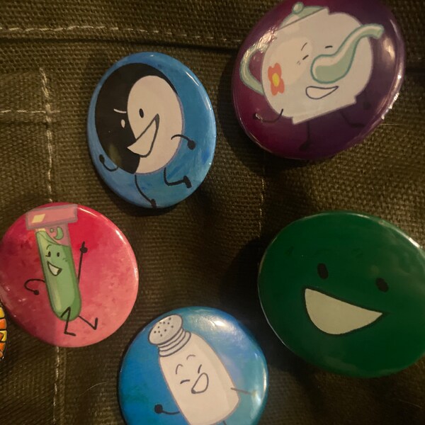 5 Mystery Object Show Button Pin Bundle 5 Random Pins Object Show Bfdi ...