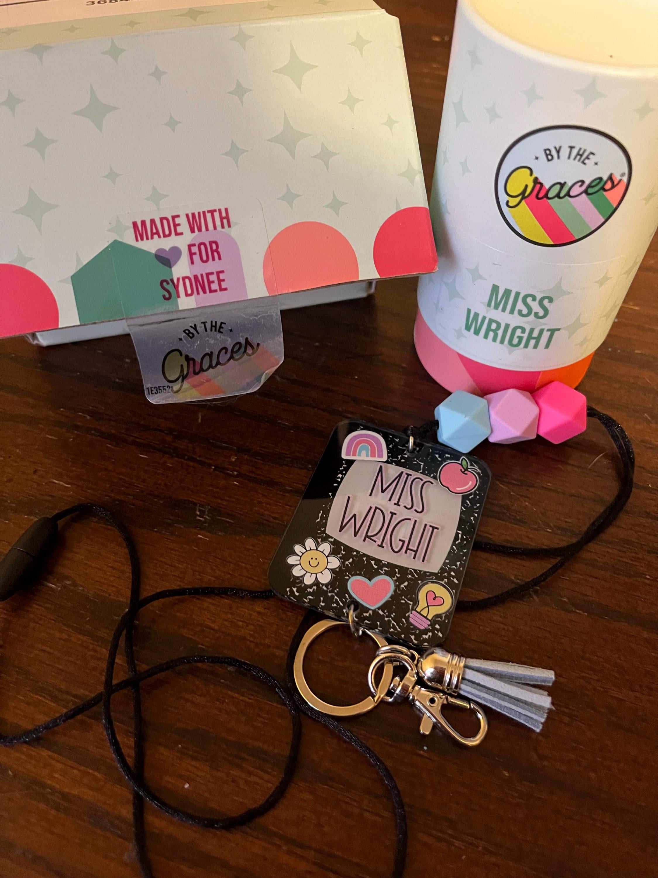 Trendy Teacher Lanyard - Personalized Lanyard for Keys or ID Badge - Beaded Lanyard - Disco Lanyard with Name - Adorable Teacher Gifts
