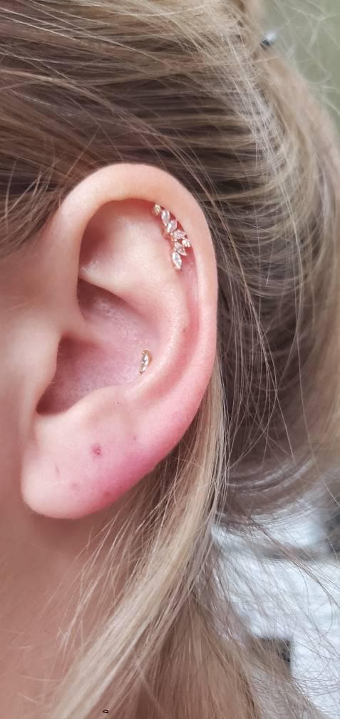 Sparkle Piercing–14K Rose Gold Pin,DaintyCartilage Earring, Super Sparkly Stud, Bestseller, Most Reviewed, Gift for Her,Layered earring  -7