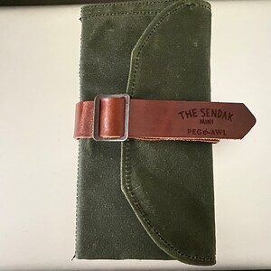 Roll up Mini Pencil Case, Pen Roll, Waxed Canvas and Leather