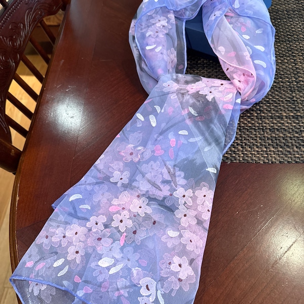 Night Blooming Chiffon Fringe Scarf
