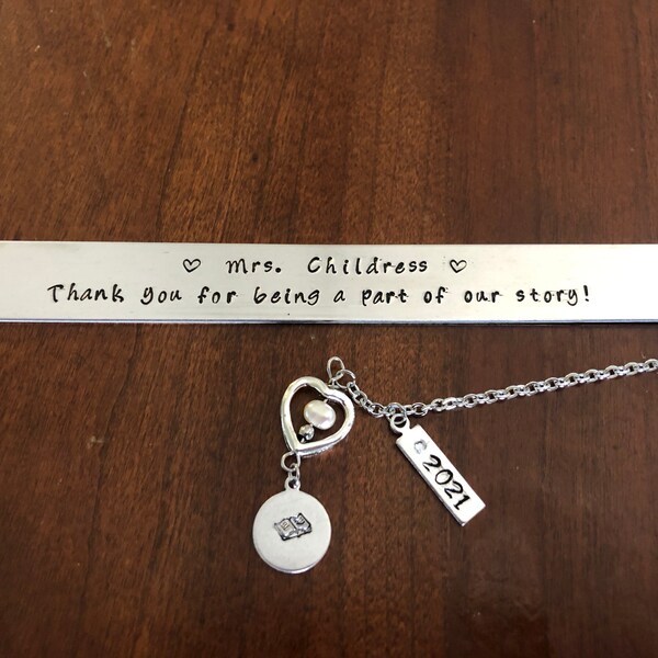 Personalized Metal Teacher Appreciation Bookmark, Teacher Thank You ...