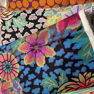 Kaffe Fassett Fabric Dream PWGP148 Dark Black Brown Green Pink Floral ...