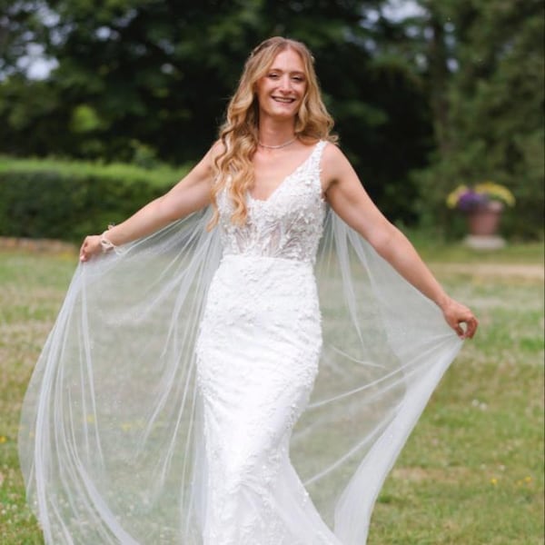 DELILAH Short Organza Wedding Cape main image 1
