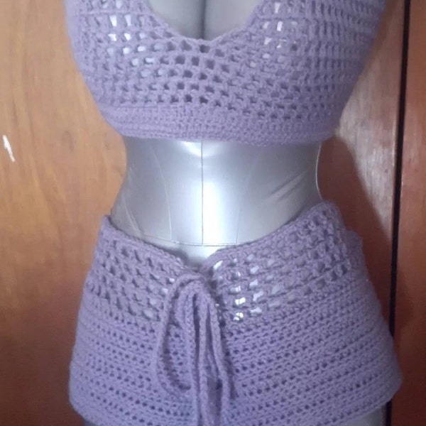 Oval Mesh Lace Pattern Crop Top