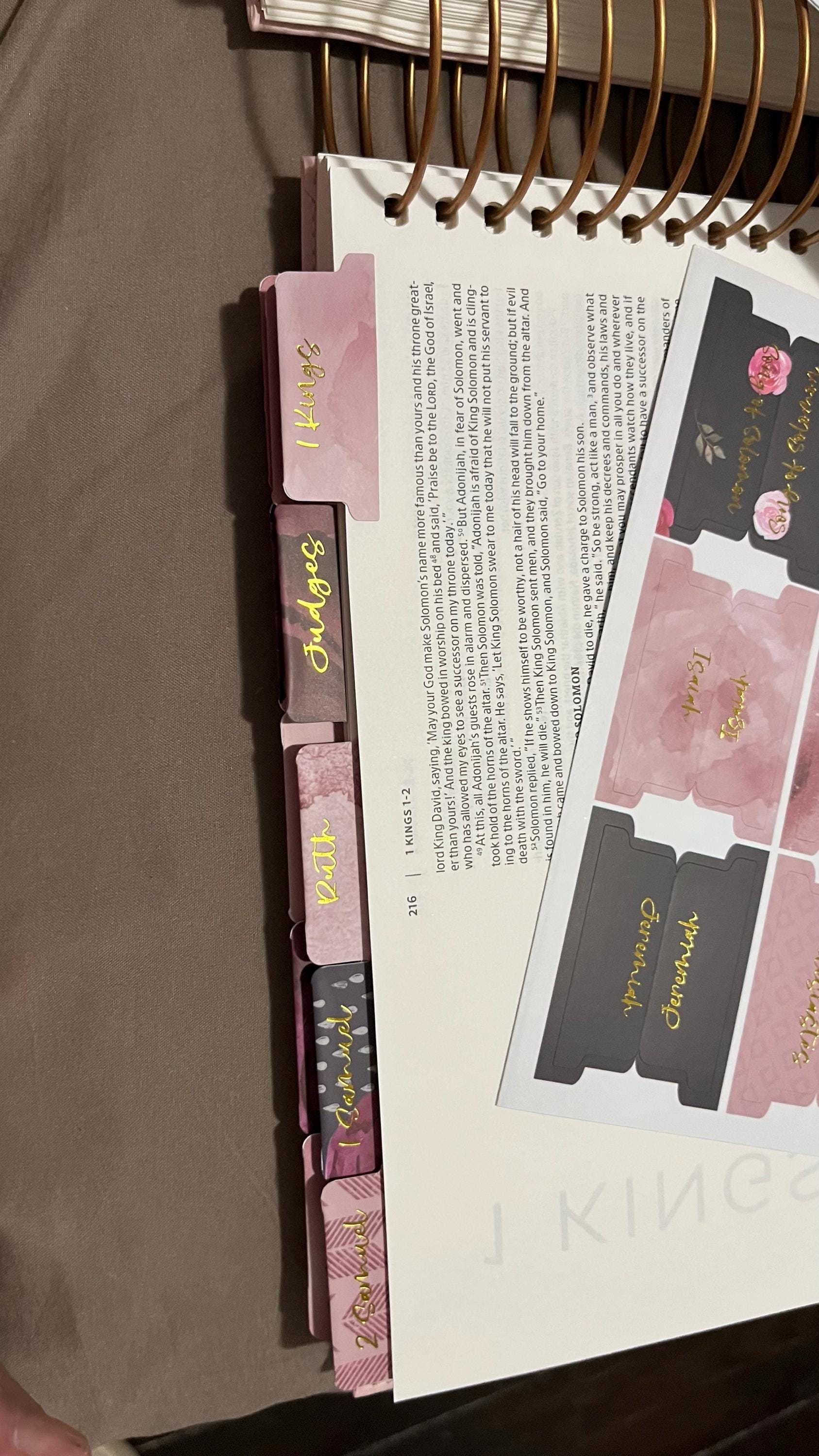 Bible Tabs | Laminated Bible Tabs with Adhesive | Books of the Bible Tabs | Pretty Bible Tab | Gifts for Christian Women | Bible Tab Sticker