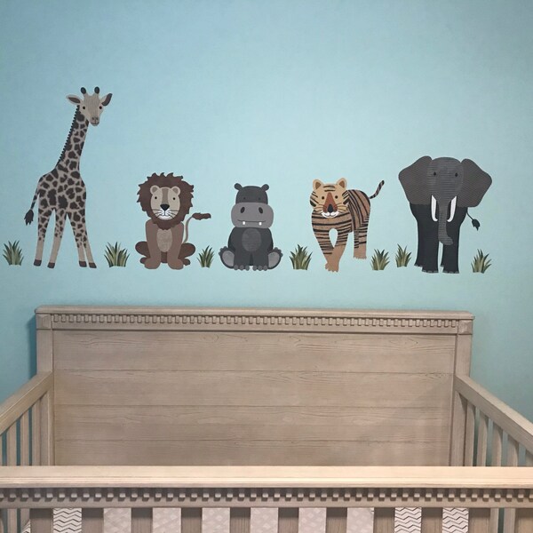 Safari Animals and Monkey Wall Decals, Jungle Animal Wall Stickers ...