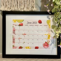 July 2021 Calendar Cute Summer Berry Printable Summer - Etsy
