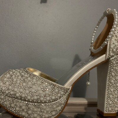 Bridal Shoes Stiletto Tulle Pearl Design Thin Heel Stylish Design - Etsy