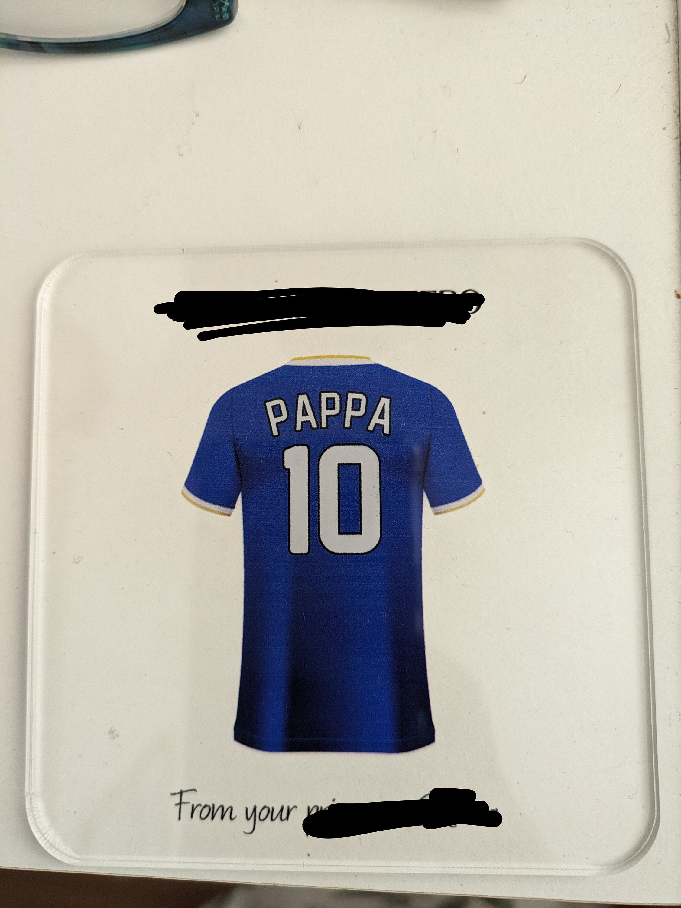 Geschenk für Papa, personalisierter Fußball-Shirt-Untersetzer, Vatertagsgeschenk, Geburtstagsgeschenk, Papa, Opa, Geschenk von Tochter, Sohn, Untersetzer-Geschenke