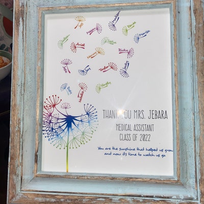Teacher Gift Print Dandelion Class Gift Rainbow Dandelion Bespoke ...