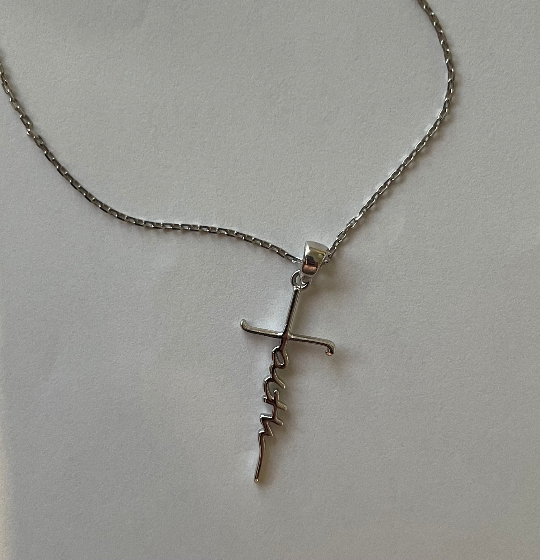 Sterling Silver Faith Cross Necklace and Earring Set