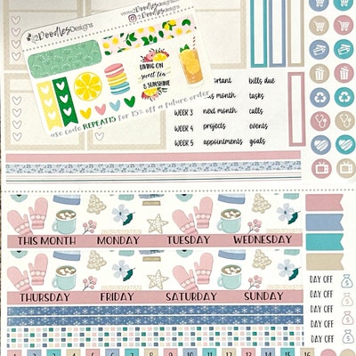 Daily Double Sticker Daily Habit Double Box Stickers Full Box Sticker Erin Condren Sticker ...