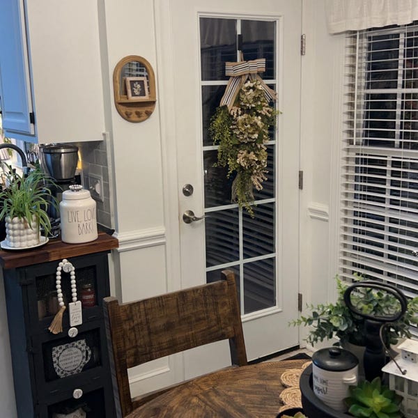 Hydrangea Farmhouse Swag, Hydrangea Swag, Front Door Teardrop Bouquet ...