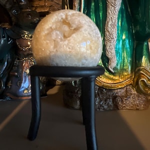 Black Wrought Iron Metal, Sphere Ball Stand, Decorative Egg Stand, Stylish Black Metal, Various Heights & Diameters for a Collection Display