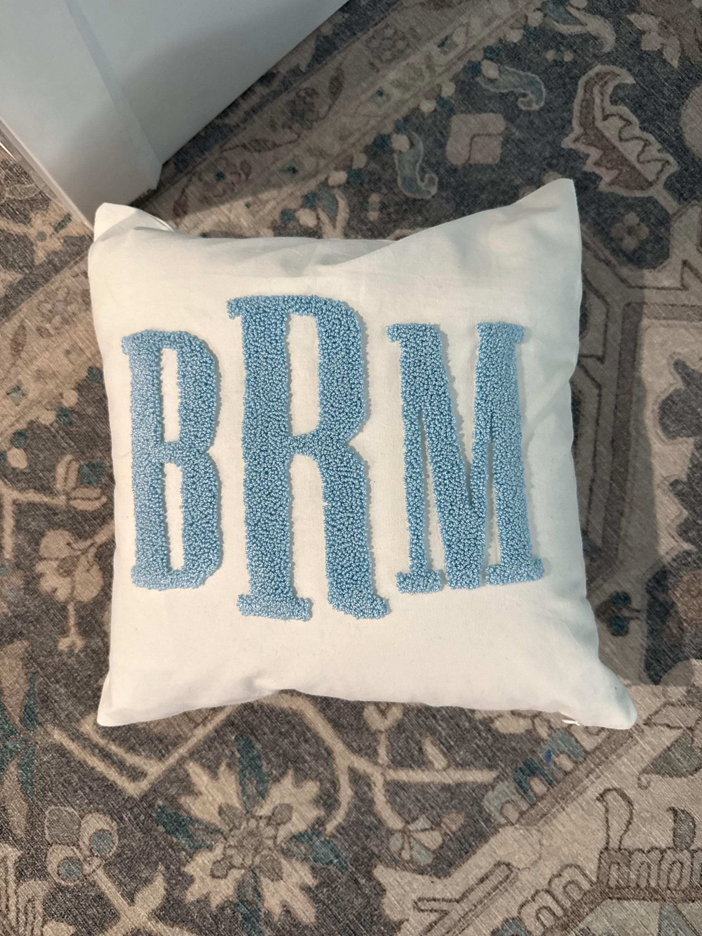 Monogram Pillow Cover with Punch Needle Embroidery, Personalized Wedding Gift for Couple, Custom Monogram Gift, Initial Pillow
