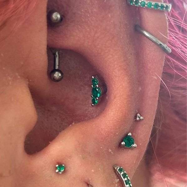 Internally Threaded Tragus Piercing Stud Earrings Cubic - Temu Canada