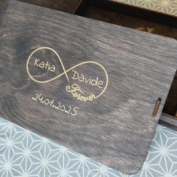 Quot;Infinite Cycle Of Love" Personalized Wooden Photo Box Couple Sweet Photo Album For Anniversary