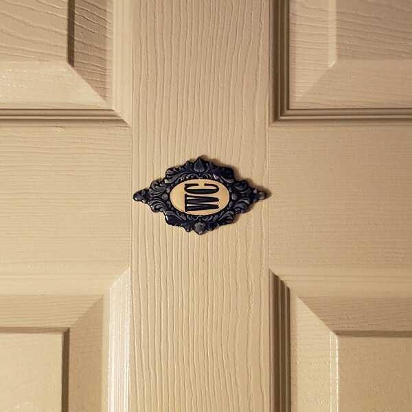 WC Sign / Ceramic Sign / Bathroom Sign / Door Plaque / Ink Blue - Etsy