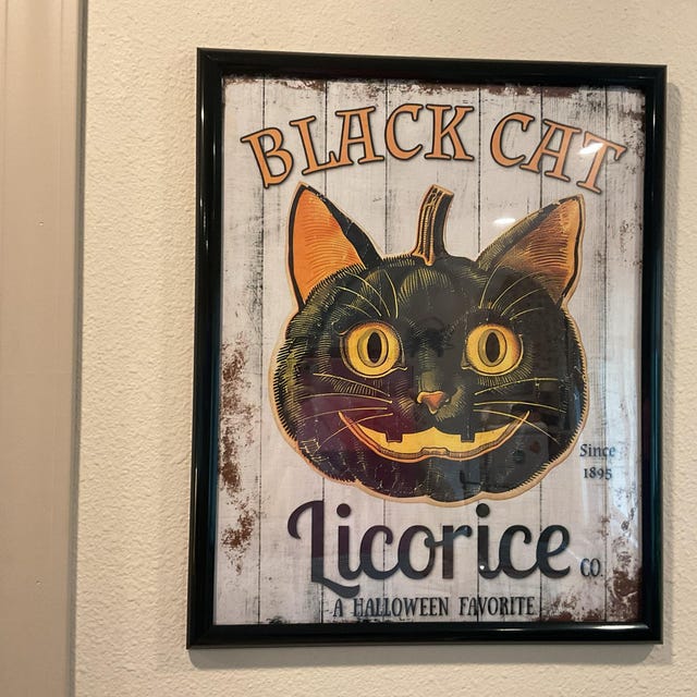 Primitive Vintage Advertisement Halloween Black Cat Licorice Co