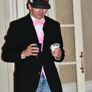 mens champagne vest and tie