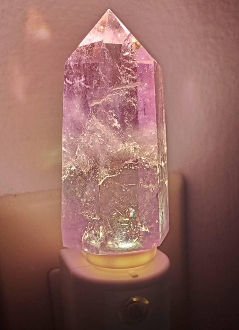 Amethyst Crystal Tower LED Night Light with Light Sensor / Babyshower Gift / Baby Shower Gift