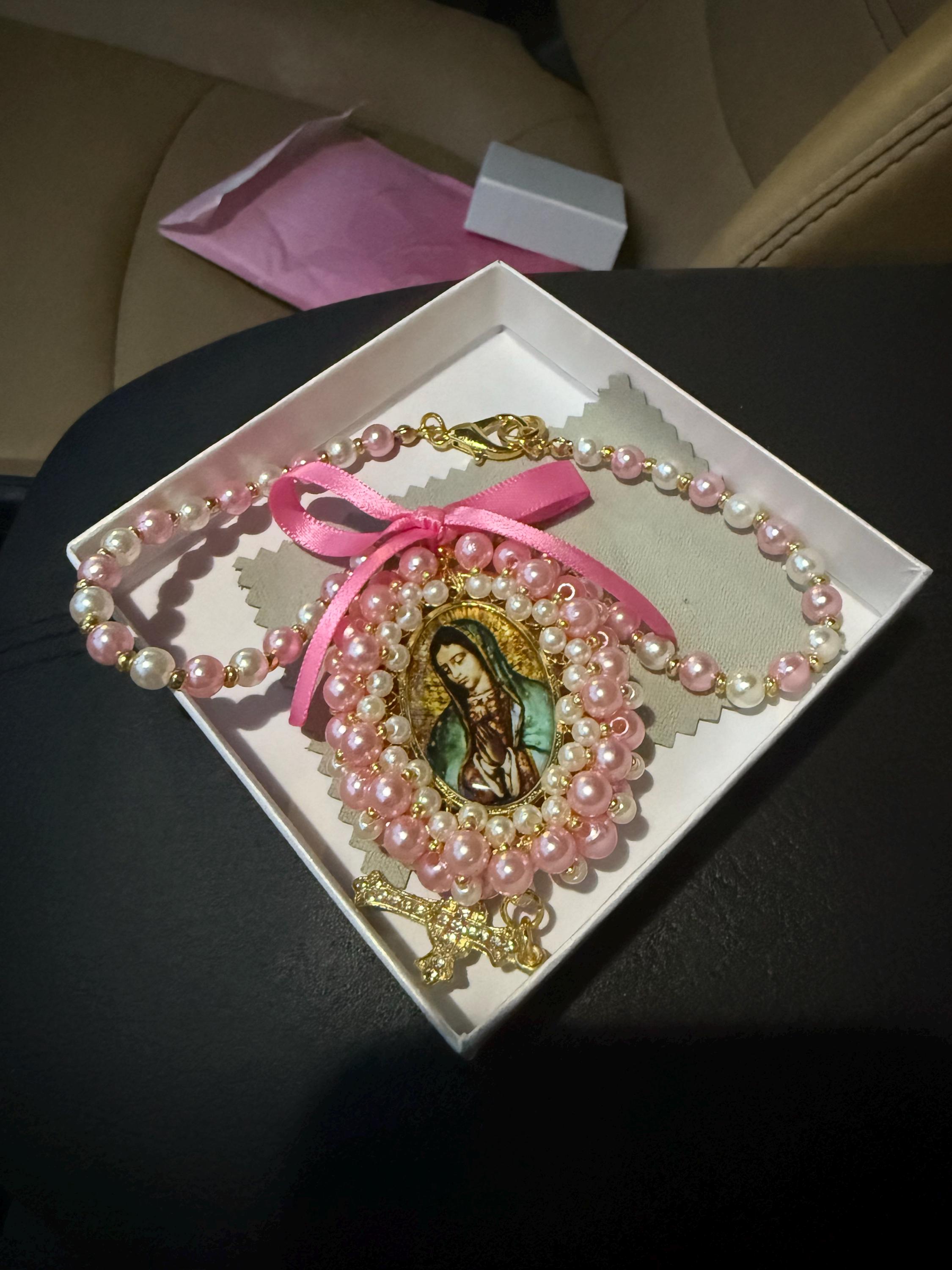 Virgin Mary Car Charm,Car Rosary,Car Accessories,Car Rear view Mirror,Car Blessings,Car Charm,Baptism Gift,Religious Catholic,Car Decoration