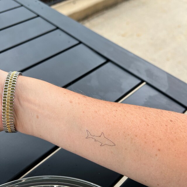 Fine Line Shark Temporary Tattoo set of 3 - Etsy