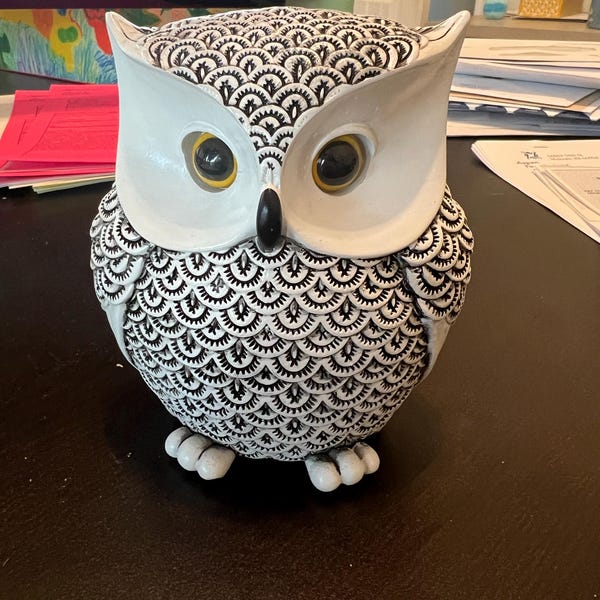 Owl - Traditional Burdwan Wood Craft Handpainted Sculpture (Small) 13