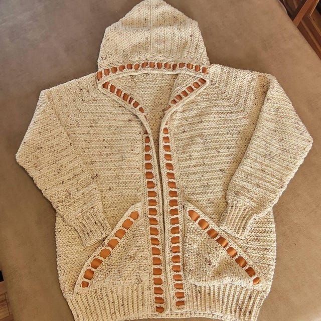 A customer's finished Cascade Cardigan Crochet Pattern