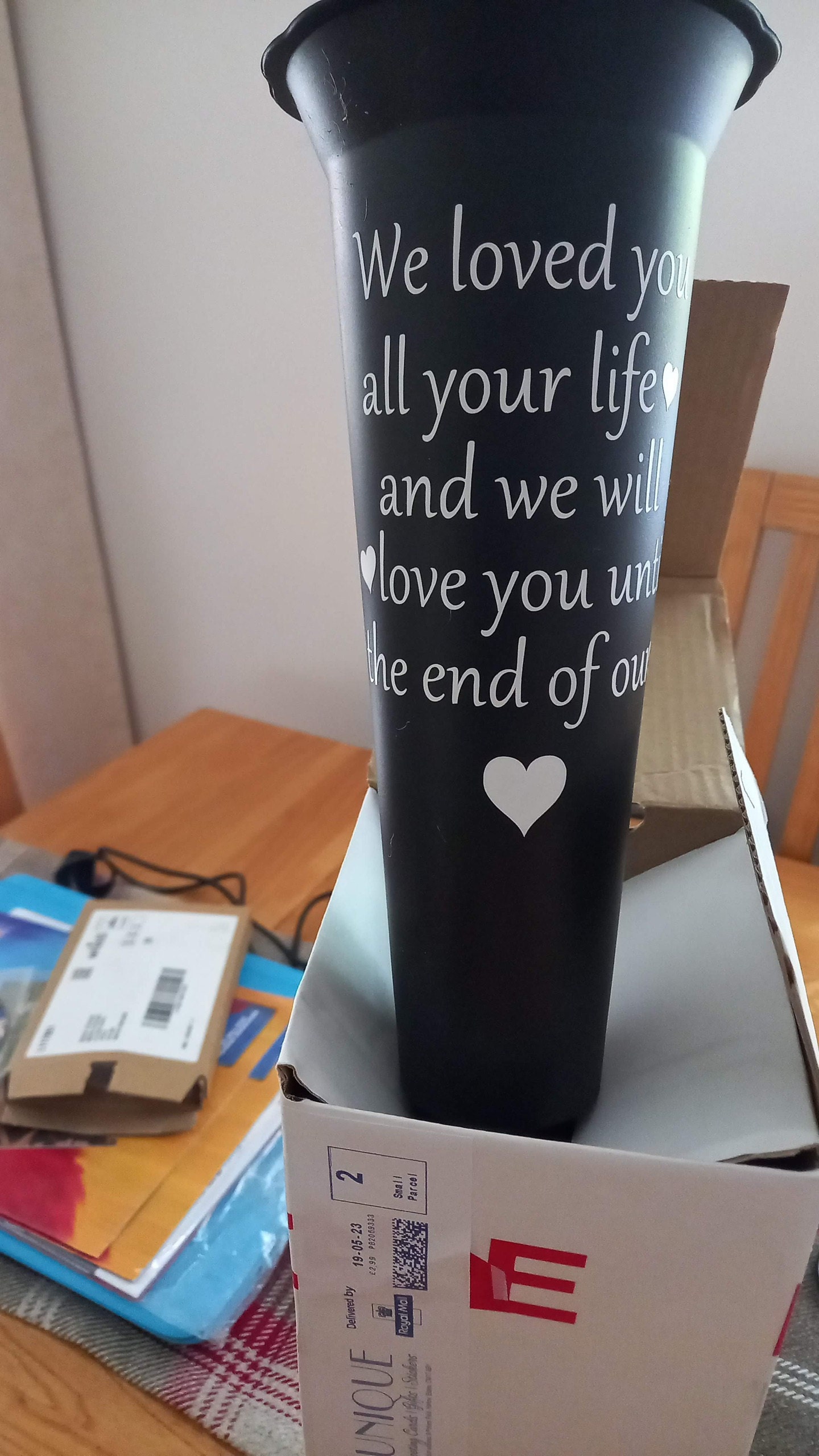 Personalized Memorial Flower Vase with Spike for Graves - Remembrance Gift for Grieving Loved Ones
