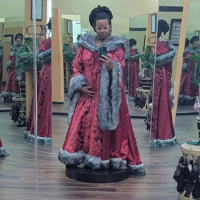 Goth Viking Queen Wedding Dress With Sleeves Unique Faux Fur Trimmed ...