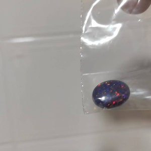 Black Fire Opal Cabochon 16x12mm - 5 Carat AAA+ Lab-Created Australian Loose Gemstone, Translucent Multicolor Oval