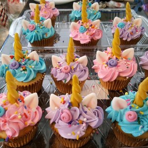 edible fondant unicorn cupcake topper set diy etsy