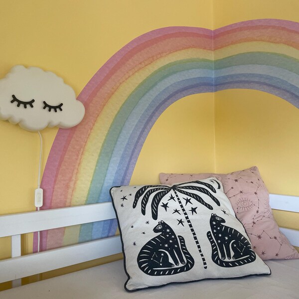 Sun & Rainbow Watercolor Wall Decals - Peel And Stick Nursery Decor, Kids Room Wall Stickers