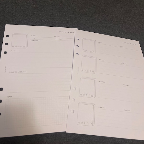 Reading Journal | A5 Printable Planner Inserts | Book Review Log ...