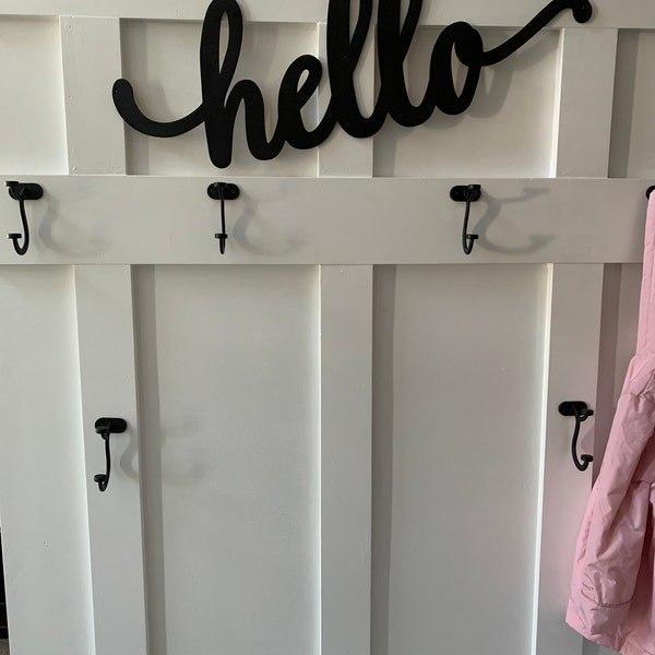 Hello Script Word Wood Sign, Wooden Words, Sign Art, Rustic Cursive ...