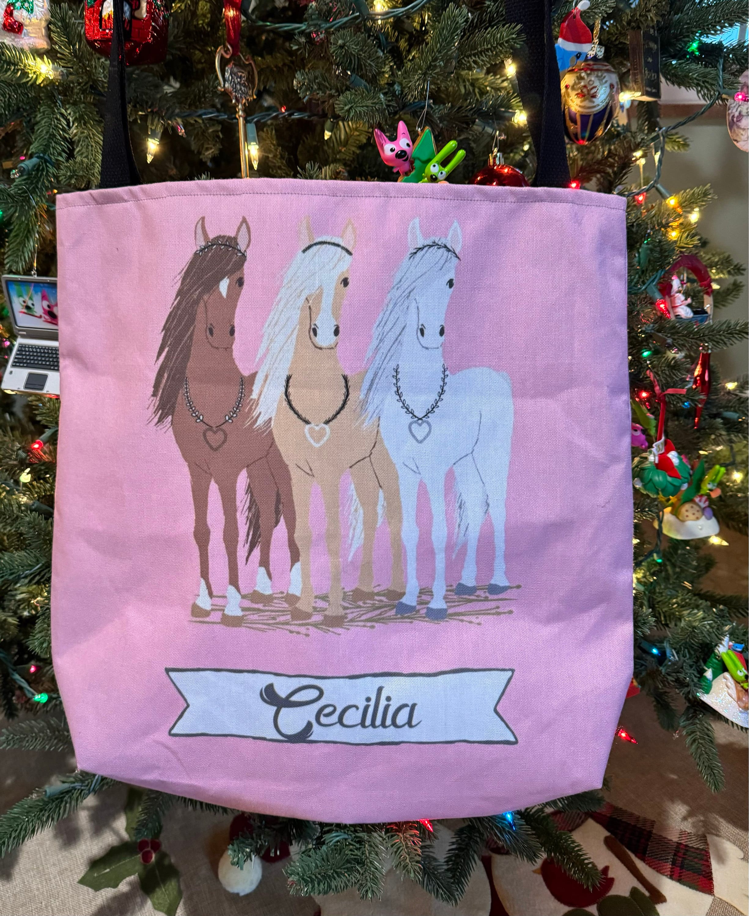 Girls Personalized Horse Tote Bag | Girls Personalized Book Bag | Personalized Overnight Bag for Girls | Horse Tote Bag | Gift for Girls