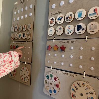 Wooden Daily Routine Cards/ Daily Routine Magnets/ Chore Magnet Chart ...