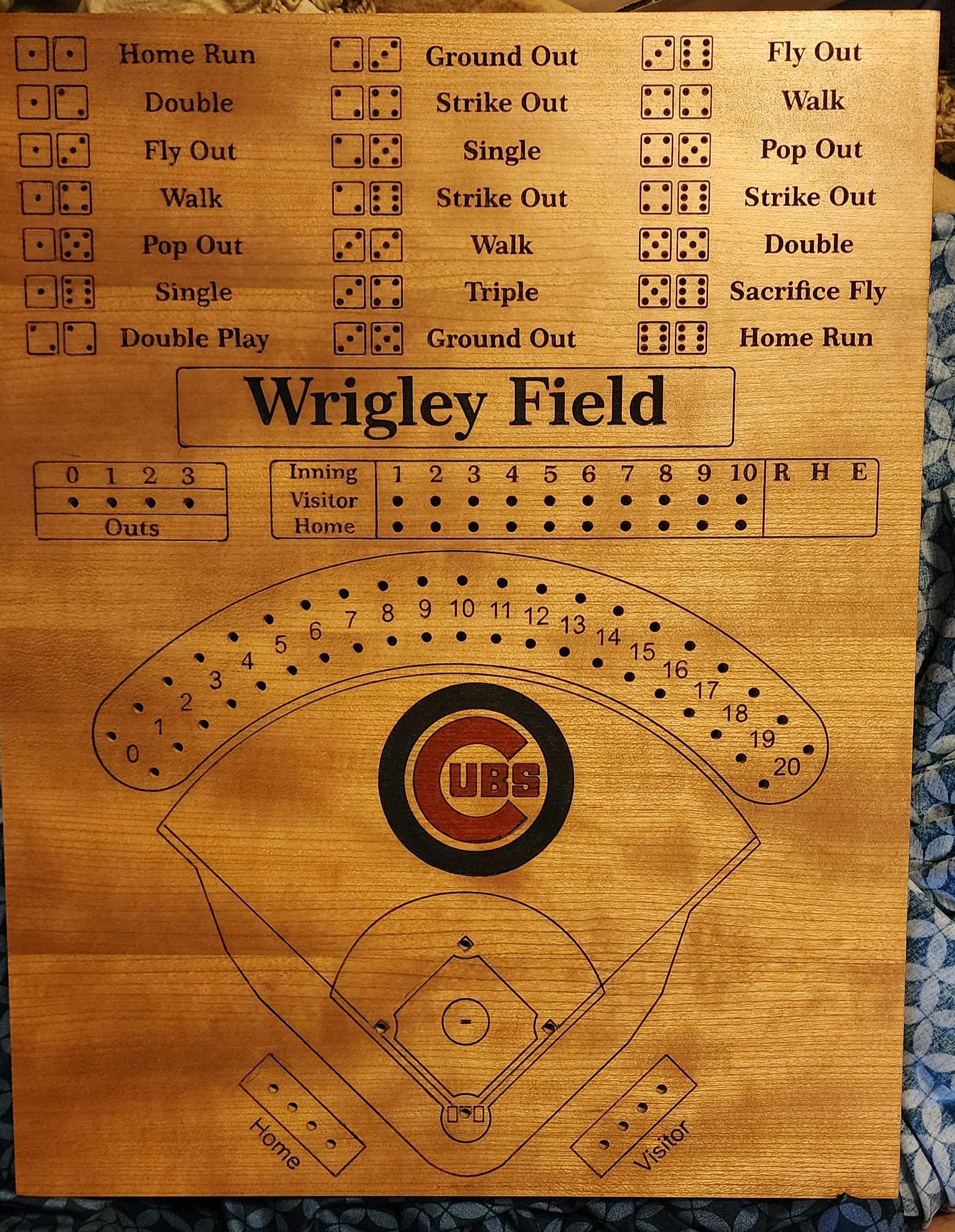 Baseball Board Game - Personalized, Maple, Custom, College, MLB, School Dice game