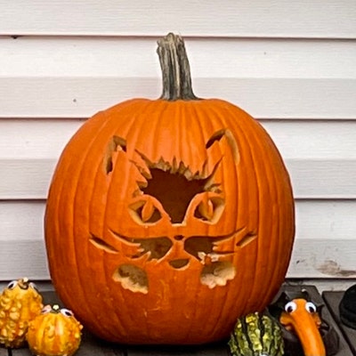 Cat Face Jack-o-lantern SVG Cat Pumpkin Carving Stencil cat Face SVG ...