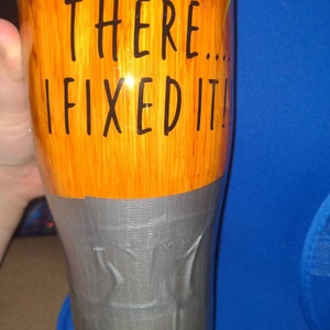 There...I fixed it Hand-painted woodgrain duct tape tumbler